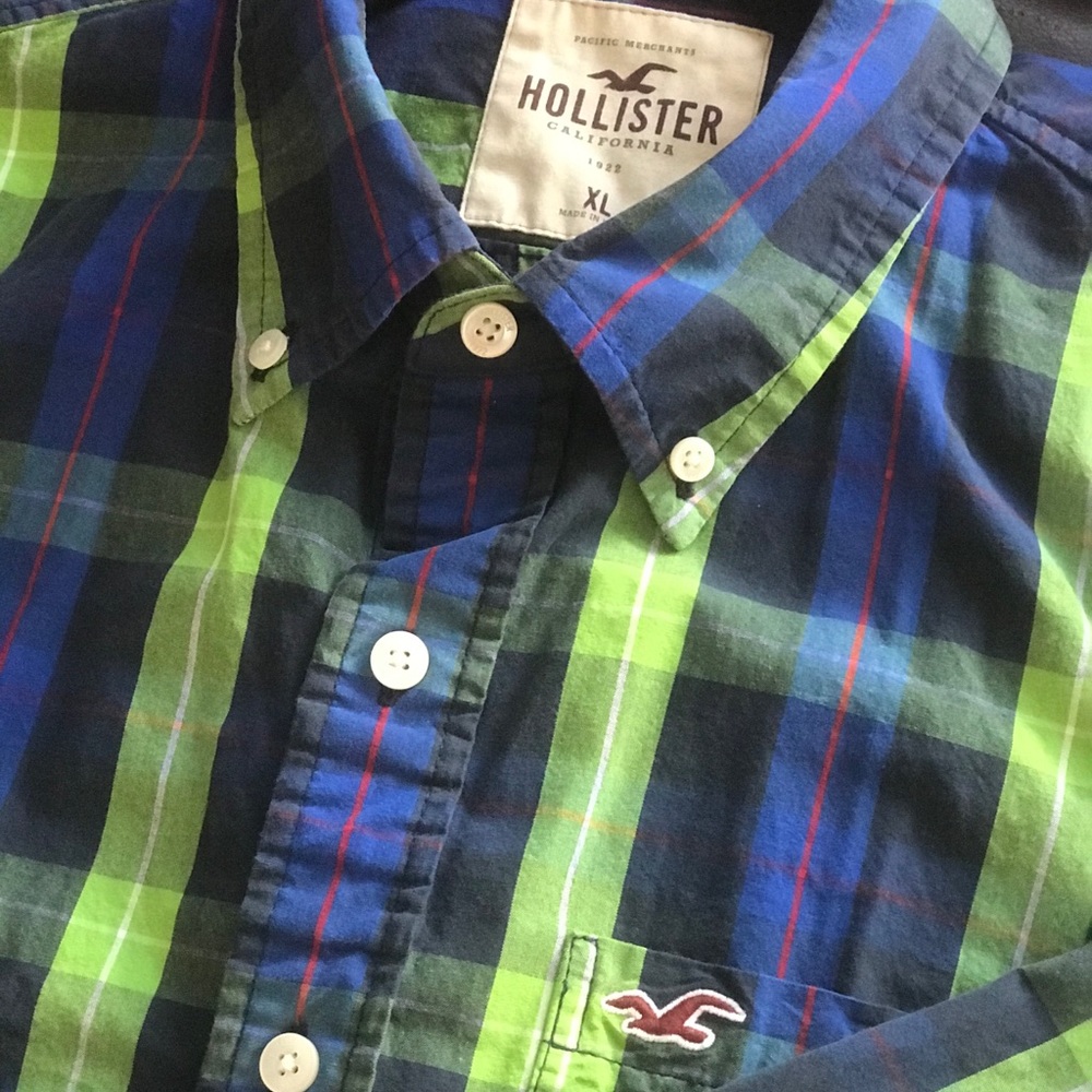 Hollister Men’s Plaid Button-Down Shirt, XL